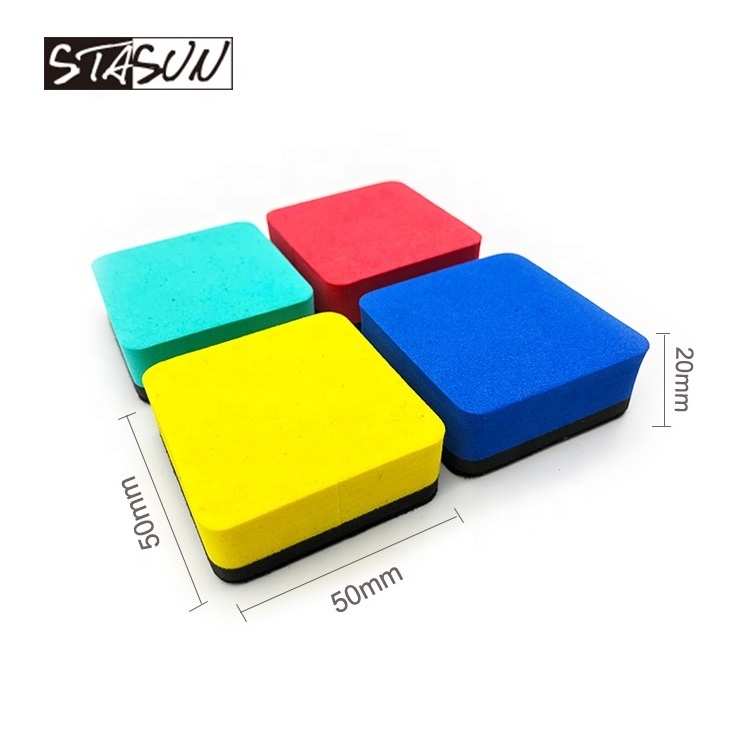 STASUN square small size customized Logo dry erase EVA magnetic felt whiteboard eraser