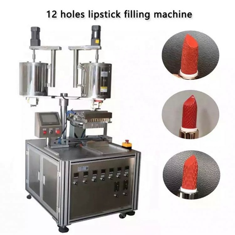 Cosmetic Factory 10-12 Holes Automatic Lipstick Manufacturing Production Line / Lipstick Filling Making Machine