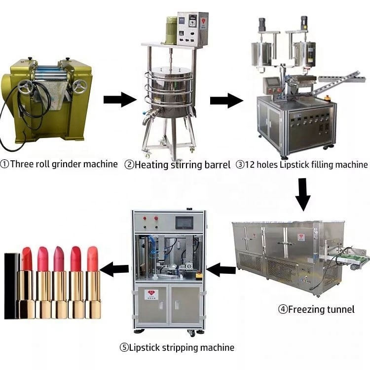 Cosmetic Factory 10-12 Holes Automatic Lipstick Manufacturing Production Line / Lipstick Filling Making Machine