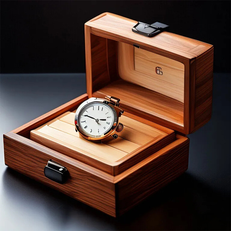 New Arrival Double Open Bamboo Wood Single Smart Watch Storage Box Mechanical Quartz Watches Packaging Gift Box Pillow Insert