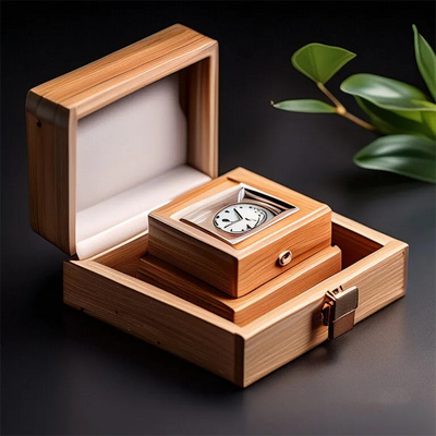 New Arrival Double Open Bamboo Wood Single Smart Watch Storage Box Mechanical Quartz Watches Packaging Gift Box Pillow Insert