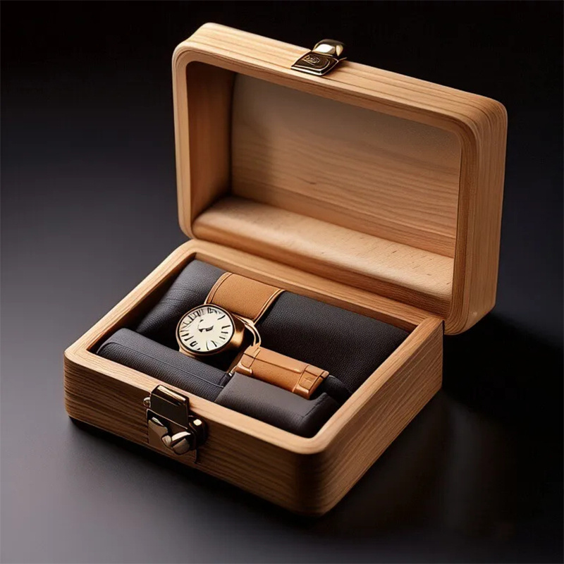 New Arrival Double Open Bamboo Wood Single Smart Watch Storage Box Mechanical Quartz Watches Packaging Gift Box Pillow Insert