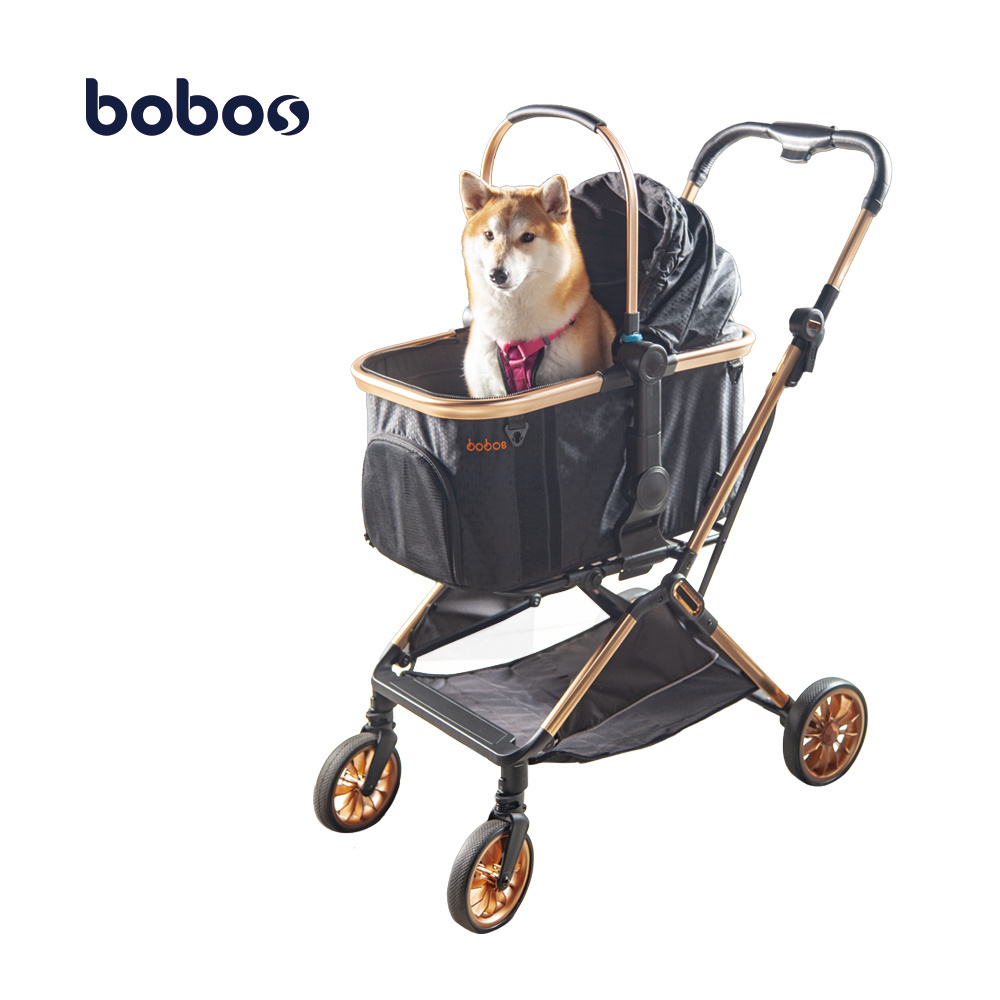 Wholesale Luxury Pet Stroller Dog Carrier Foldable Travel Carriage Quick Installation Pet Stroller Wheeled Pet Carrier