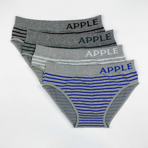 S052 polyester melange color striped seamless briefs men's boxer briefs underwear for men