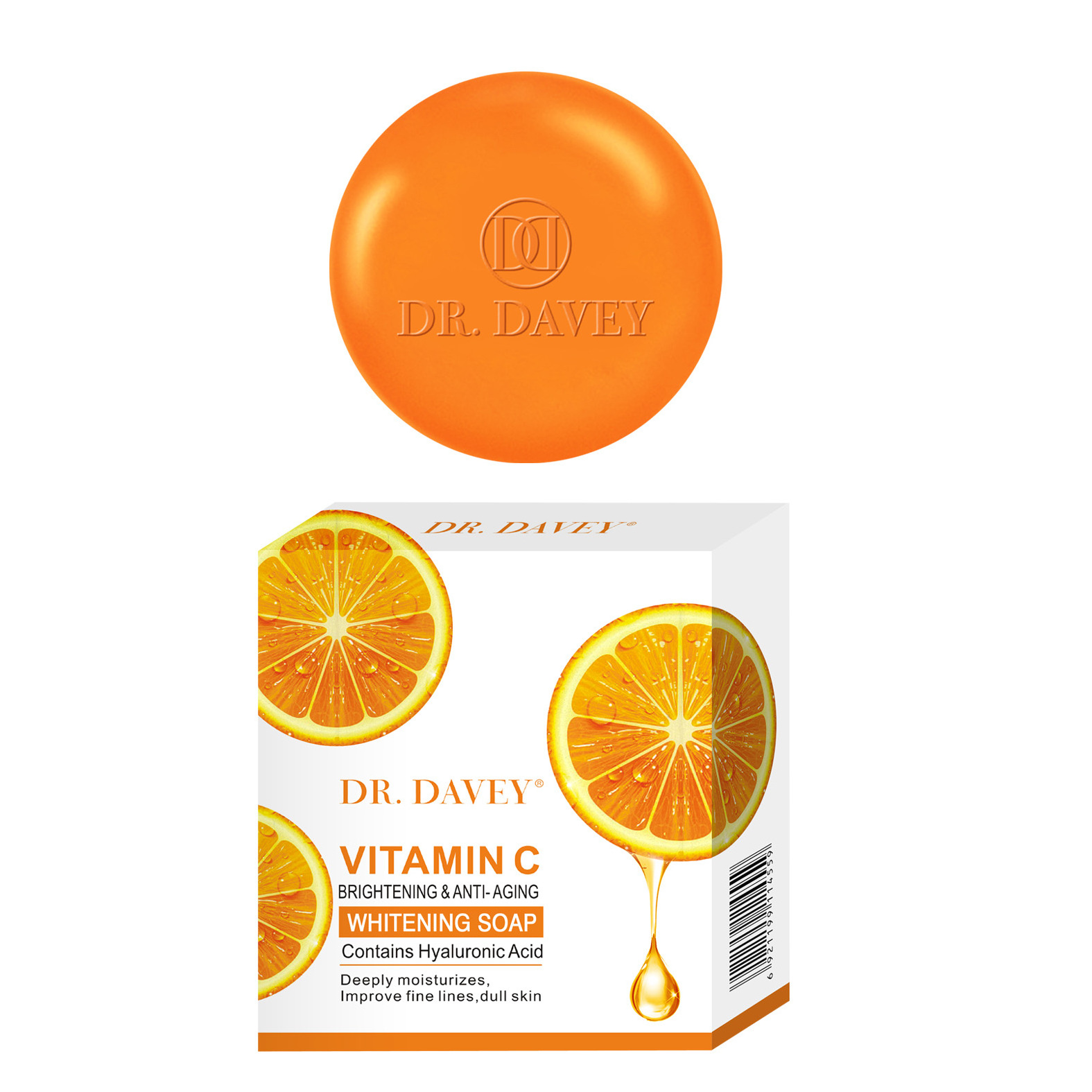 DR.DAVEY Vitamin C Whitening Soap Brightening&Anti-Aging Contains Hyaluronic Acid