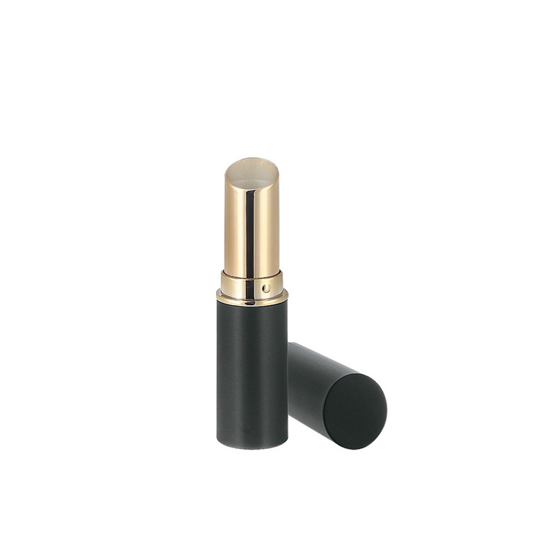 wholesale unique customized chapstick tube gold rim black empty round lipstick container tube