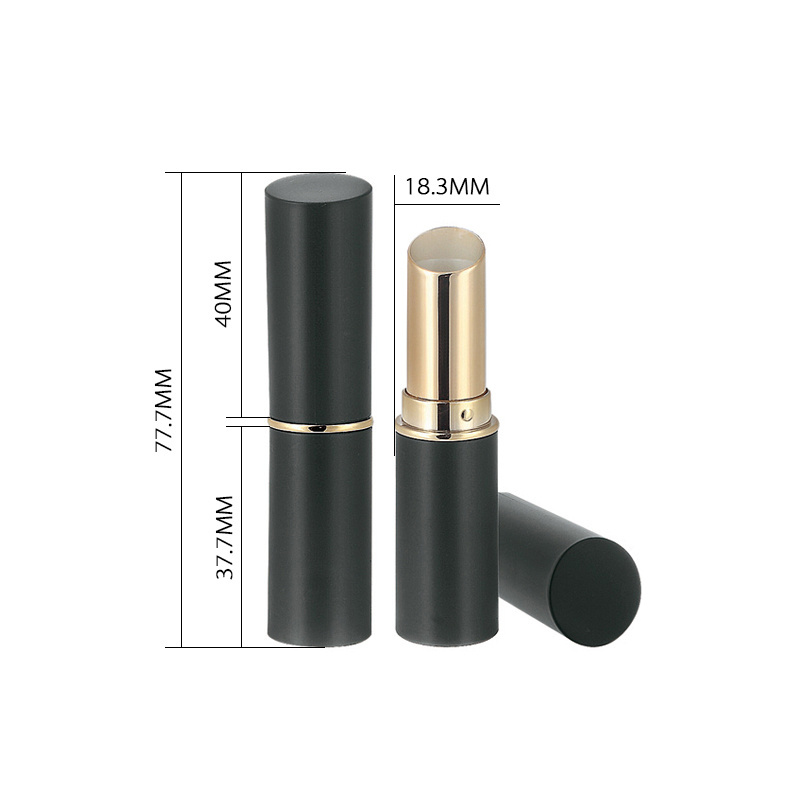 wholesale unique customized chapstick tube gold rim black empty round lipstick container tube