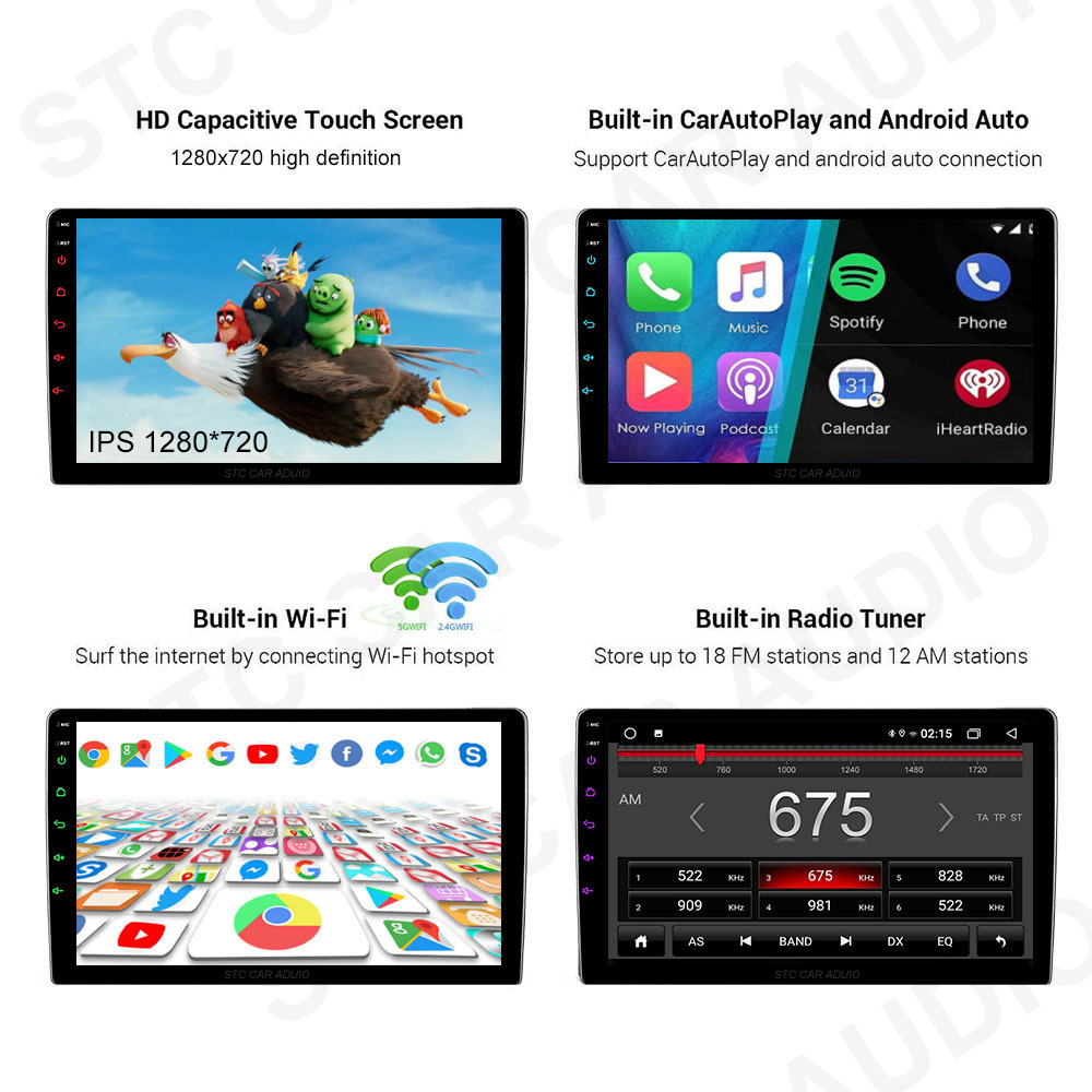 IPS+2.5D 2GB+32GB 360 Camera Wired Carplay Online Theme 48 Band EQ 10 inch android touch screen car dvd player auto electronics