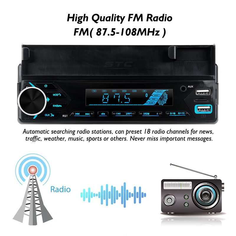 1Din Built-in Bt Player Usb Hands Free Receiver APP Control Audio Fm Radio Oem Sd Card Plastic Car Mp3 Player