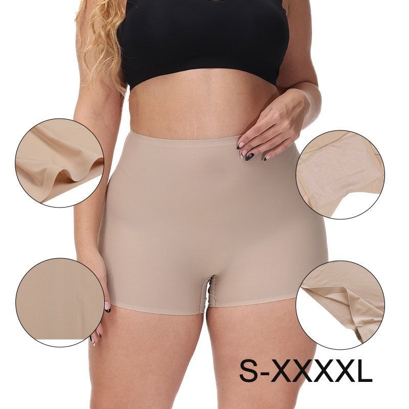 Seamless Underwear Shorts For Women Under Dress Plus Size XXXXL Ice Silk Boxers Shorts Women's Slip Shorts Legging