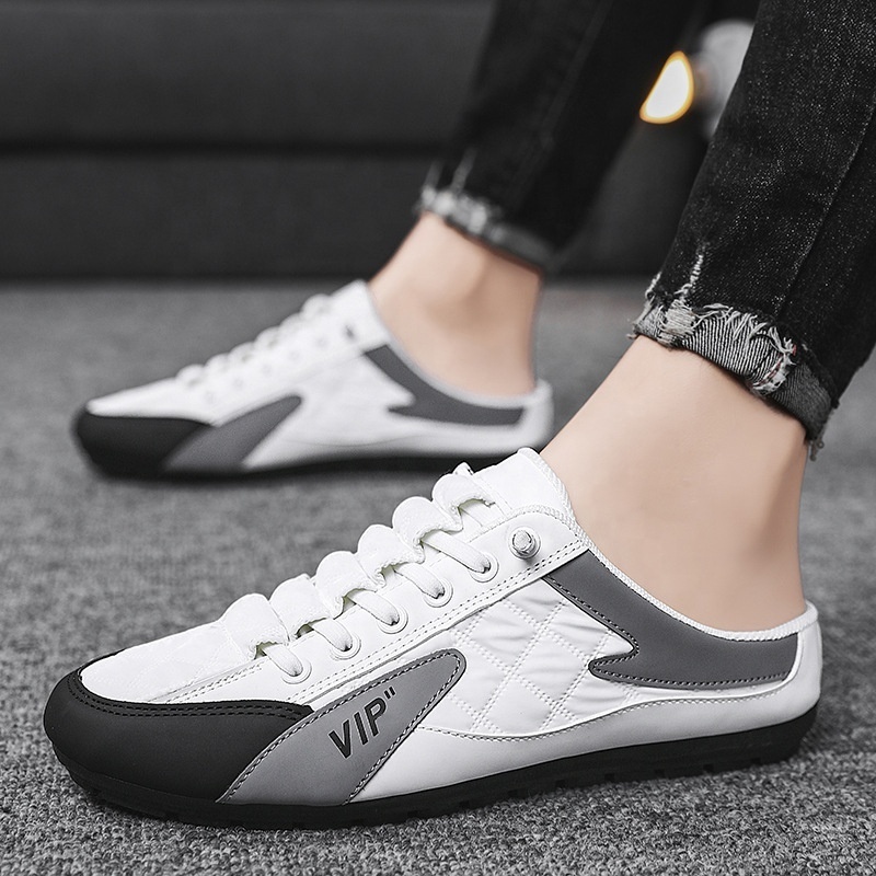 Spring new men's shoes Stnm Korean version trend everything casual shoes lazy one foot off half drag board sneakers bean shoes