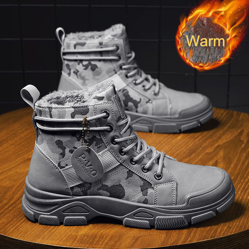 STNM Men Boots Autumn Winter New High Top Camouflage Sneakers Retro Desert Boots Trend Martin Boots Outdoor Hiking Shoes