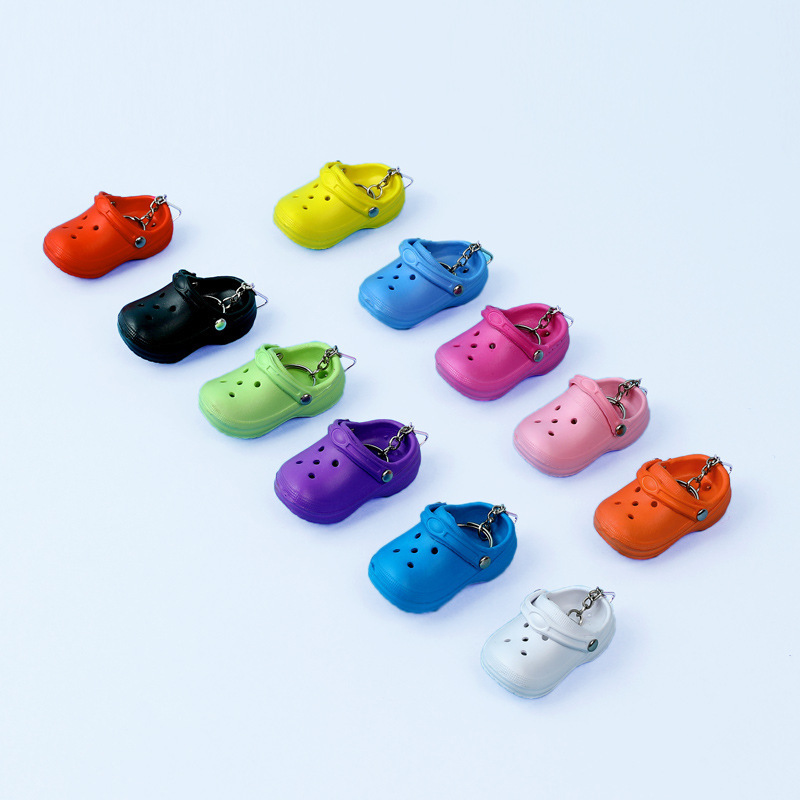 Cute 3D Mini EVA Plastic Foam Beach Hole Sandal Slipper Keychain Decoration Beach Shoe charms keychain