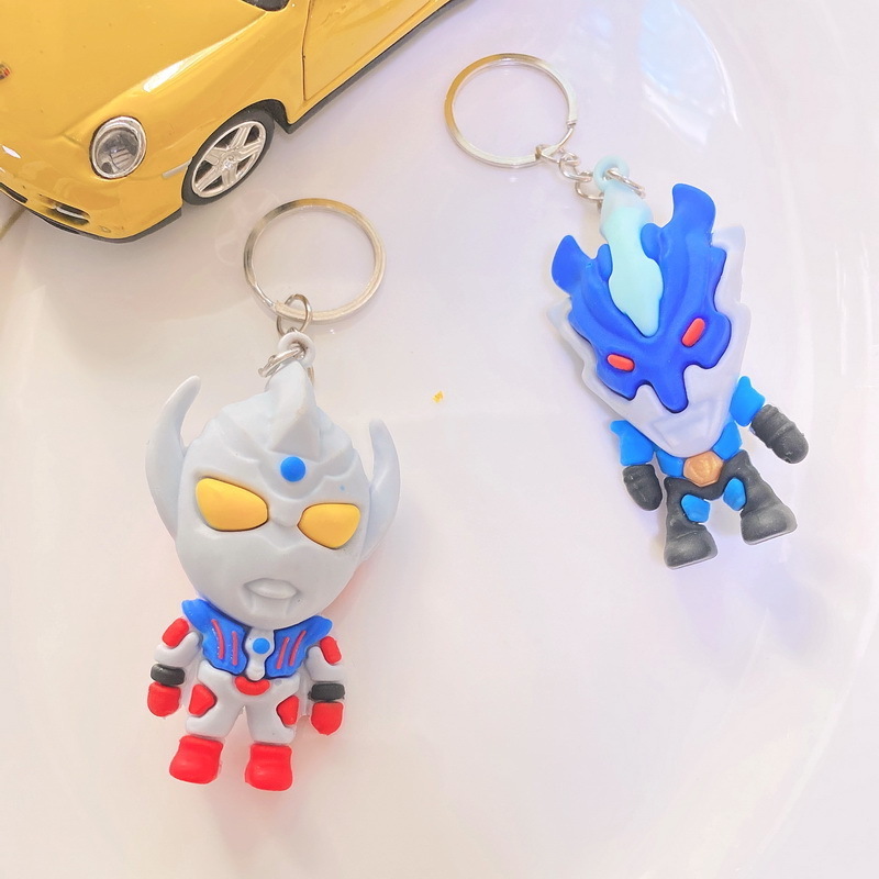 Wholesale Cartoon anime key chains Ultraman Tiga cute keychain with Keyring 3D cartoon keychain Children Gift