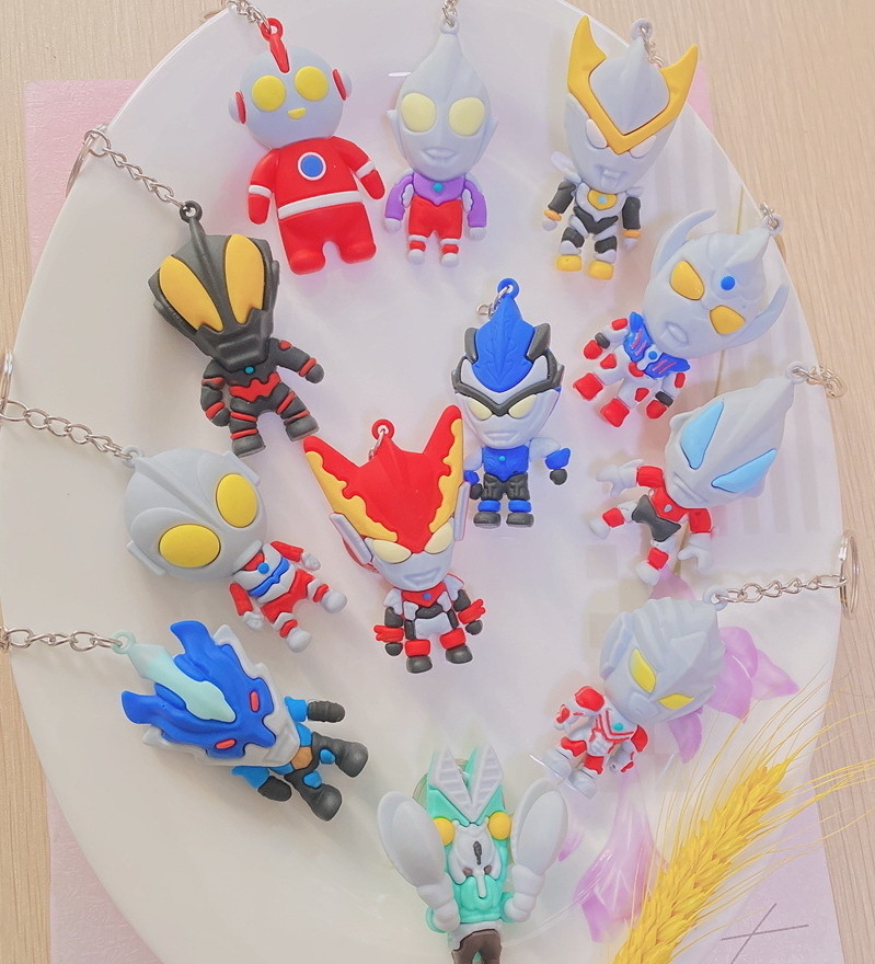 Wholesale Cartoon anime key chains Ultraman Tiga cute keychain with Keyring 3D cartoon keychain Children Gift