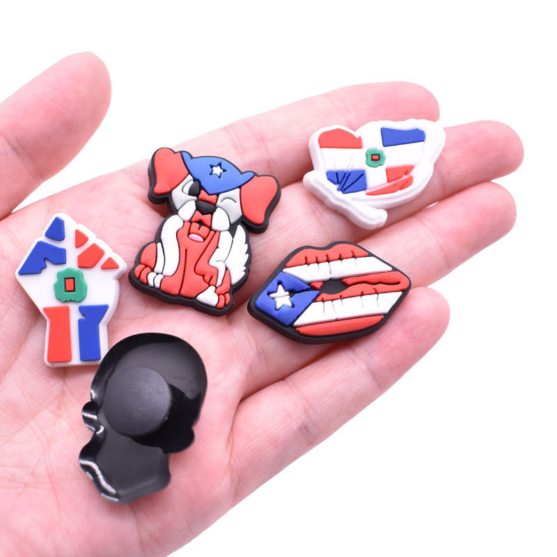 Puerto Rico Shoes Charms for Clog Sandals Decoration, Puerto Rican Boricua Shoe Charms for Adults Bracelet Party Favors