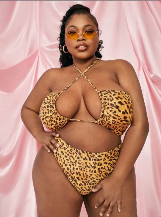 Summer Women Extreme Sexy 2 Piece Plus Size Yellow Mirco Mini Swimsuit Cross Halter Neck Strap High Waisted Leopard Print Bikini