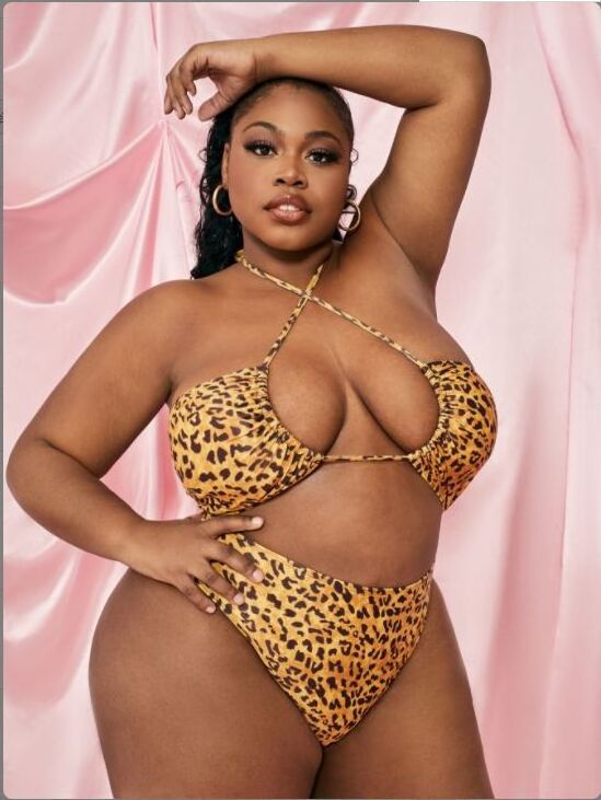 Summer Women Extreme Sexy 2 Piece Plus Size Yellow Mirco Mini Swimsuit Cross Halter Neck Strap High Waisted Leopard Print Bikini