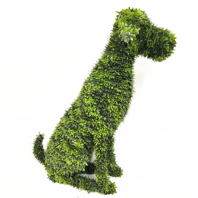 Wholesale Artificial Boxwood Topiary Dog Animals Topiary Wire Frame For Garden Decoration