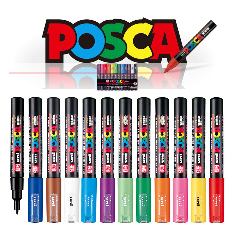 water-based white  colored permanent art poscas uni paint marker