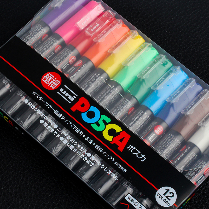 water-based white  colored permanent art poscas uni paint marker