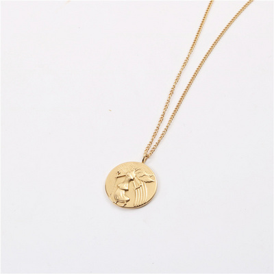 Greek Legend Mystery God Necklace 18K Gold Medal Necklace Stainless Steel Coin Guardian Angel Pendant Necklace Women