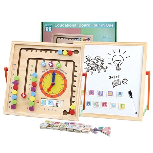 Multi Purpose Big Size Kids Shelf Educational Learning Wooden Magnetic Writing Board Accept OEM