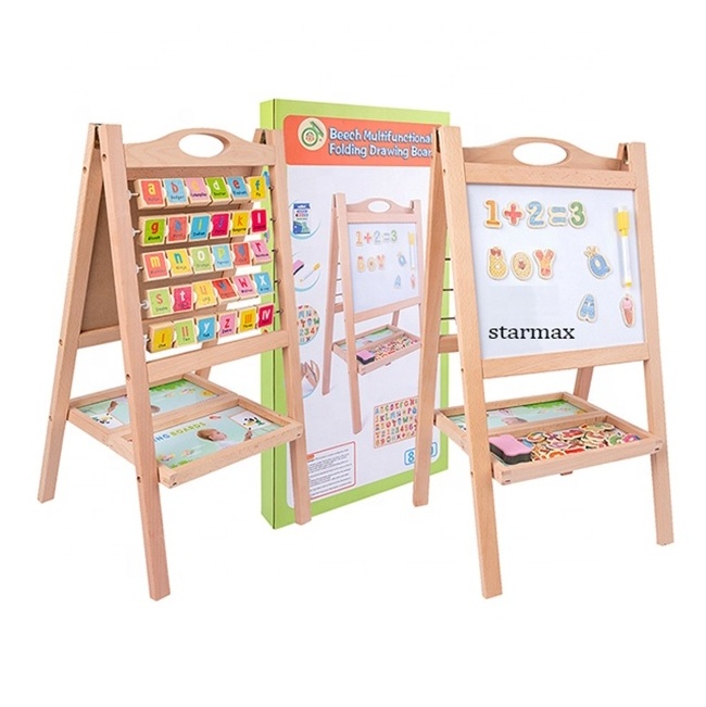 Multi Purpose Big Size Kids Shelf Educational Learning Wooden Magnetic Writing Board Accept OEM