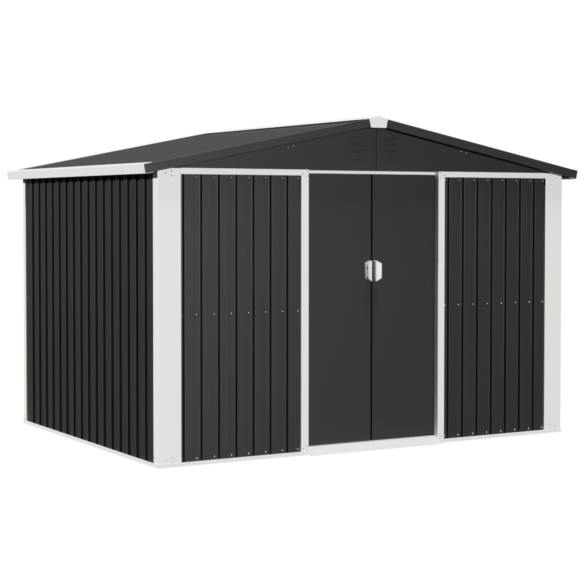 Outdoor Shed House with Double-Sliding-Door Metal Storage Garden Shed