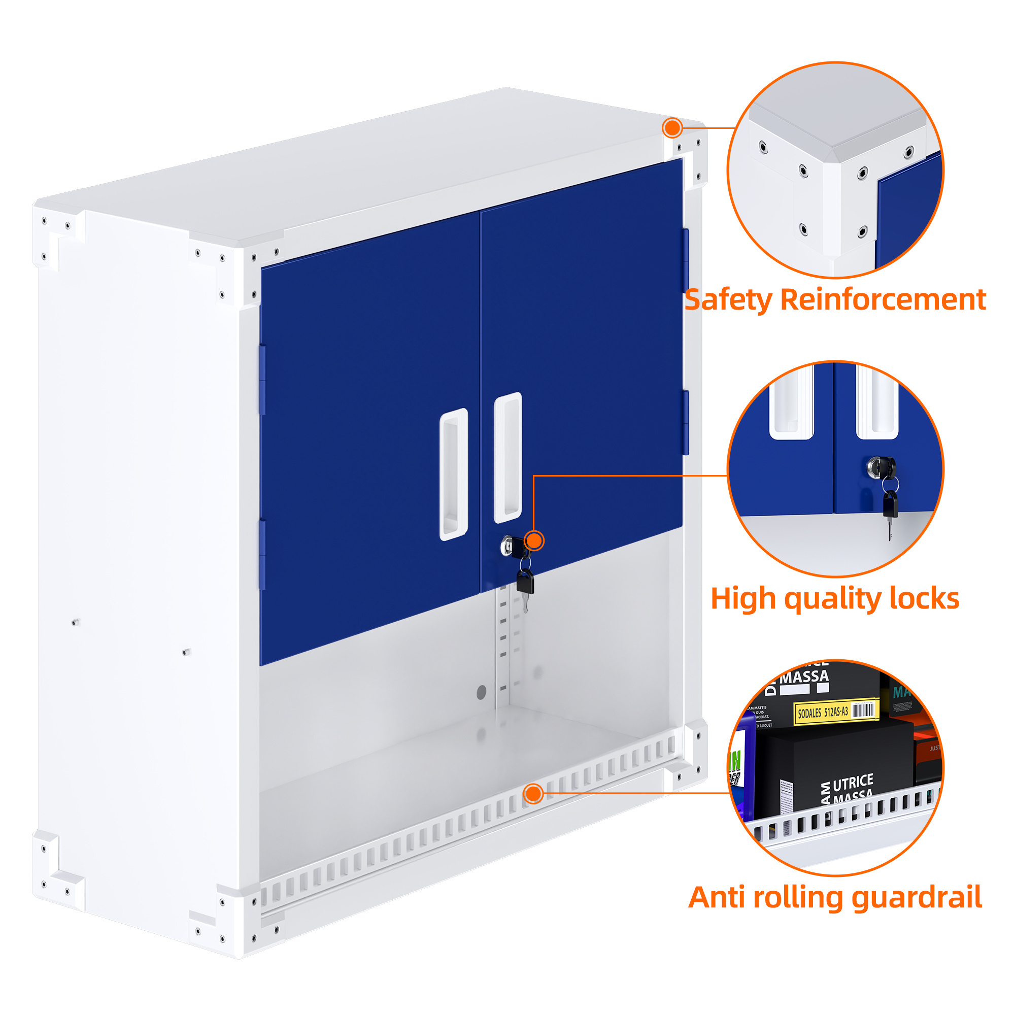 Factory Wholesale High Quality Wall Cabinet Guard Bar Style Storage Wall Cabinet Easy to Assemble Locking Metal Wall Cabinets