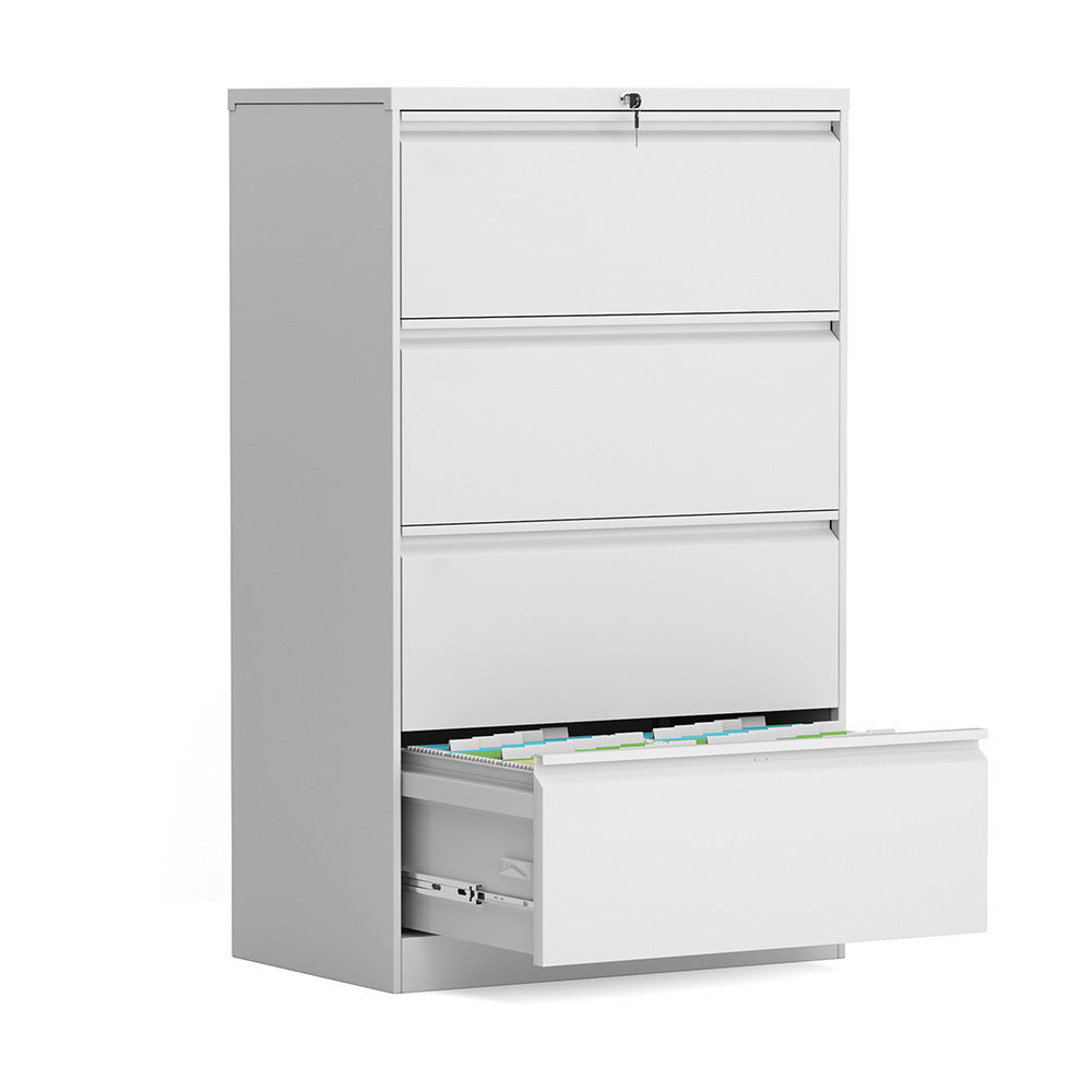 Metal  4 lockable drawer quickly assemble lateral file storage cabinet for office