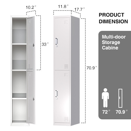 Two door steel cabinet staff locker metal wardrobe, student locker