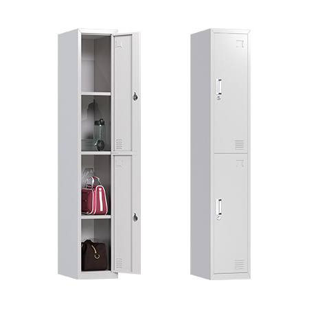 Two door steel cabinet staff locker metal wardrobe, student locker