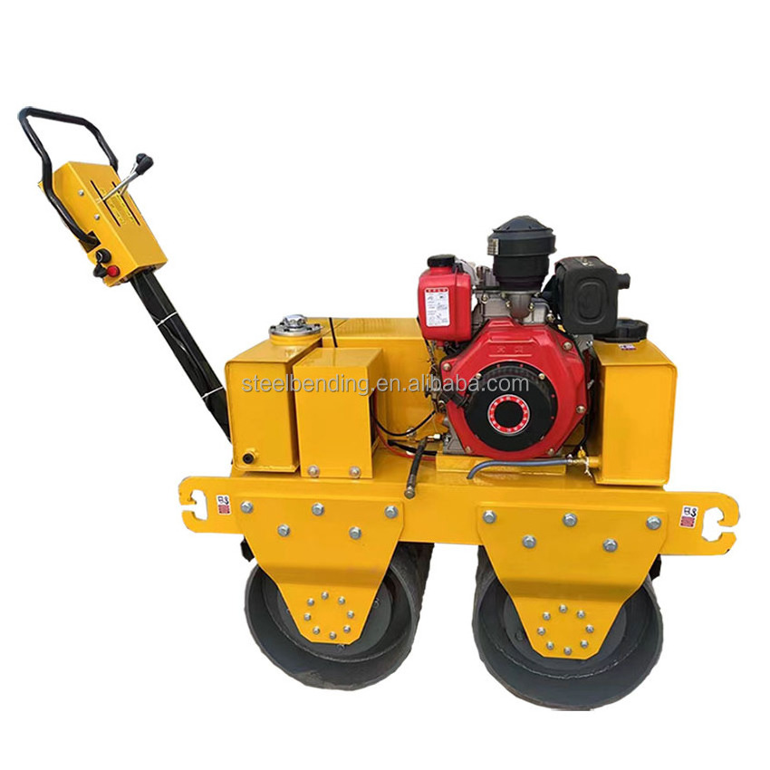 VR600 p double wheel vibratory roller walking diesel electric starting vibratory road compactor Walk Behind Road Roller Compact