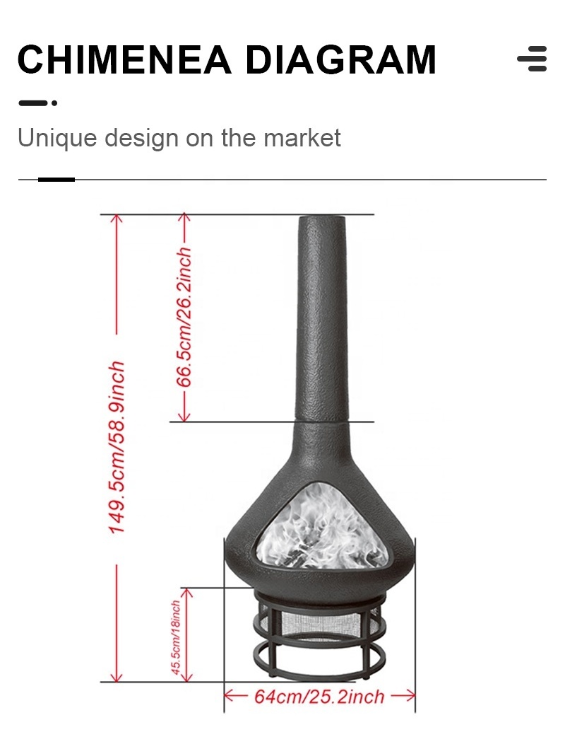 SEB ceramic wood burning chimenea fire pit fireplace for outdoor garden patio