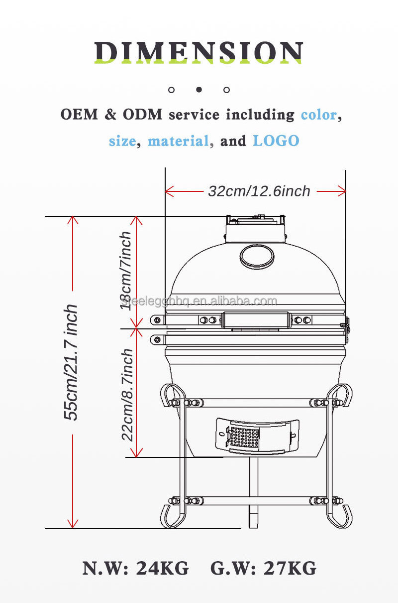 STEEL EGG BBQ 13 inch mini matte black kamado  ceramic kamado grill garden supplies pizza oven