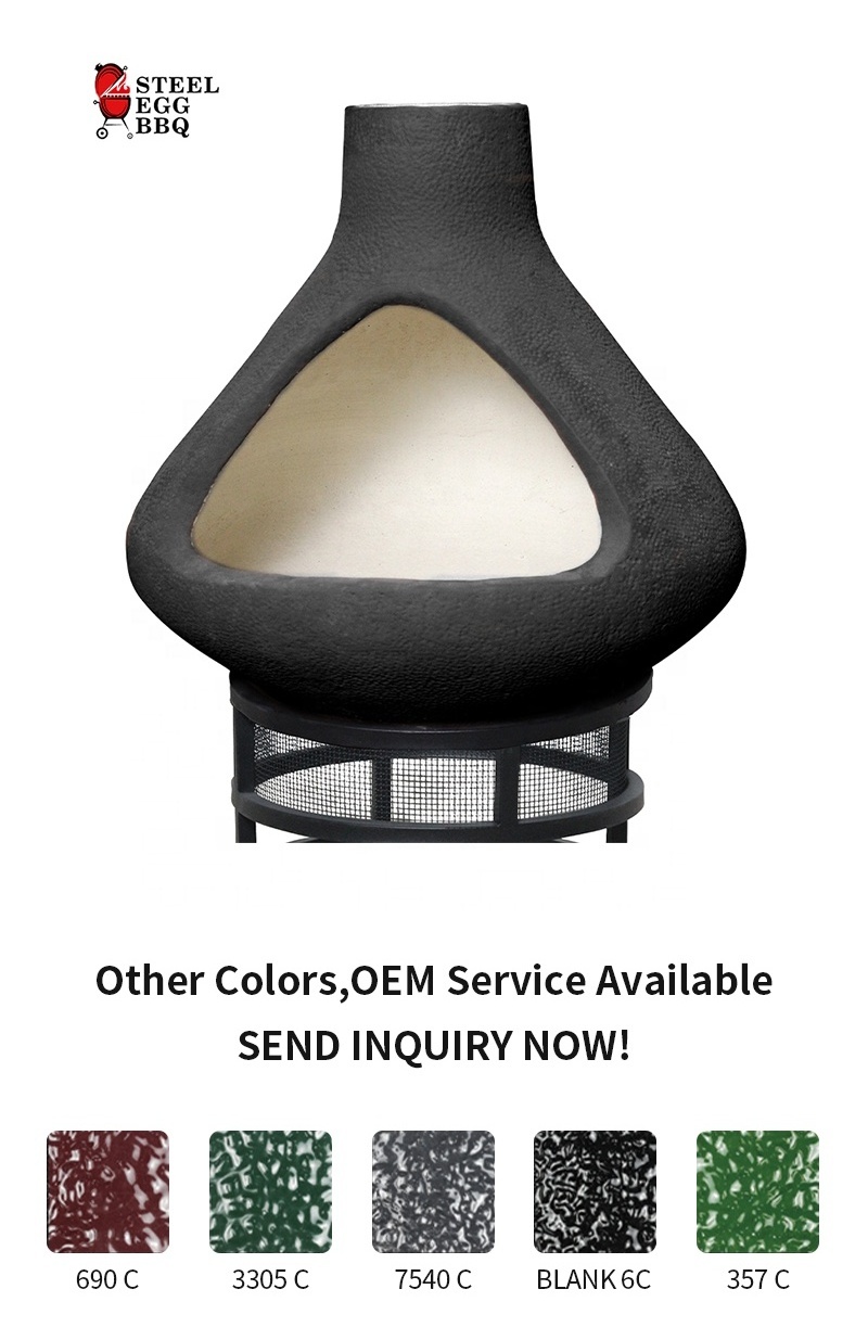 SEB Detachable Fire pit with Chimney, ceramic chimenea de lena for outdoor exterior pellet carbon mexican clay