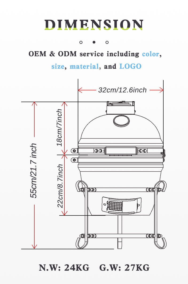 STEEL EGG BBQ 13 inch mini matte black kamado  ceramic kamado grill garden supplies pizza oven