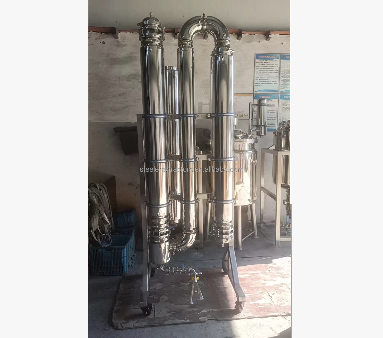 200L/hr SS304 Falling Film Evaporator with glass bottle