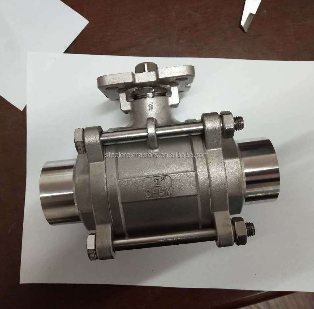 3PC Stainless Steel Ball Valves Butt Welding Ends 1000WOG Metal Sealing 3PC Ball Valves