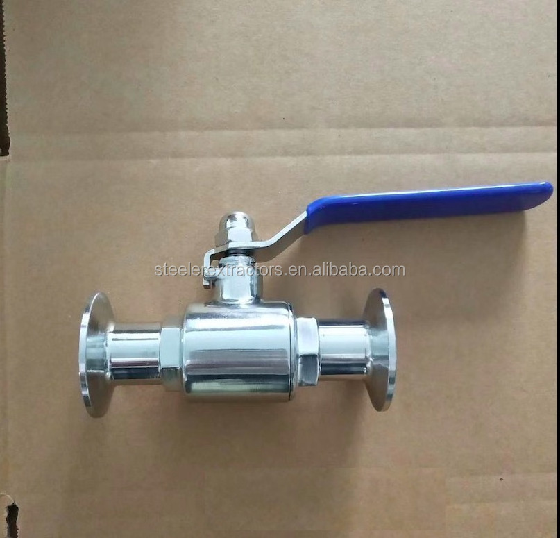 SS304 Sanitary 2 inch 3 piece bolted triclamp Ball Valve with locking device