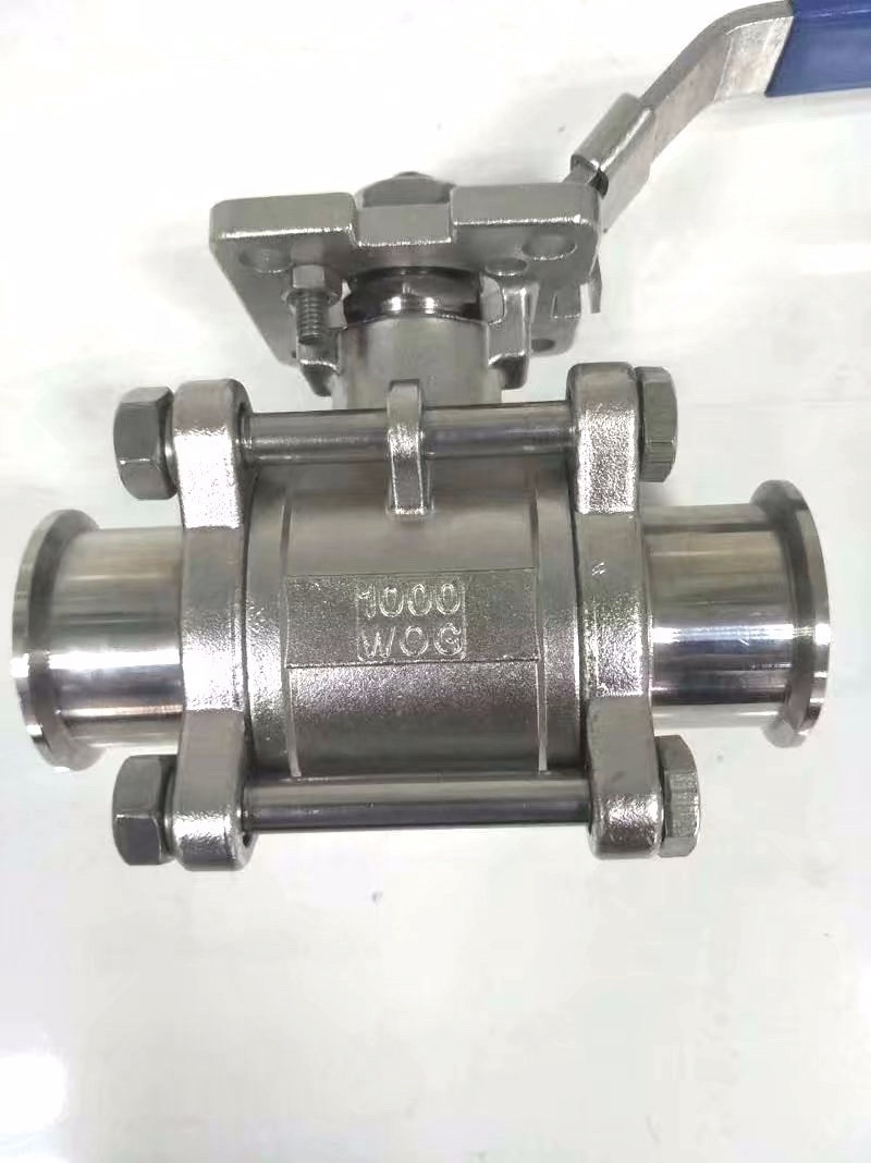 SS304 Sanitary 2 inch 3 piece bolted triclamp Ball Valve with locking device