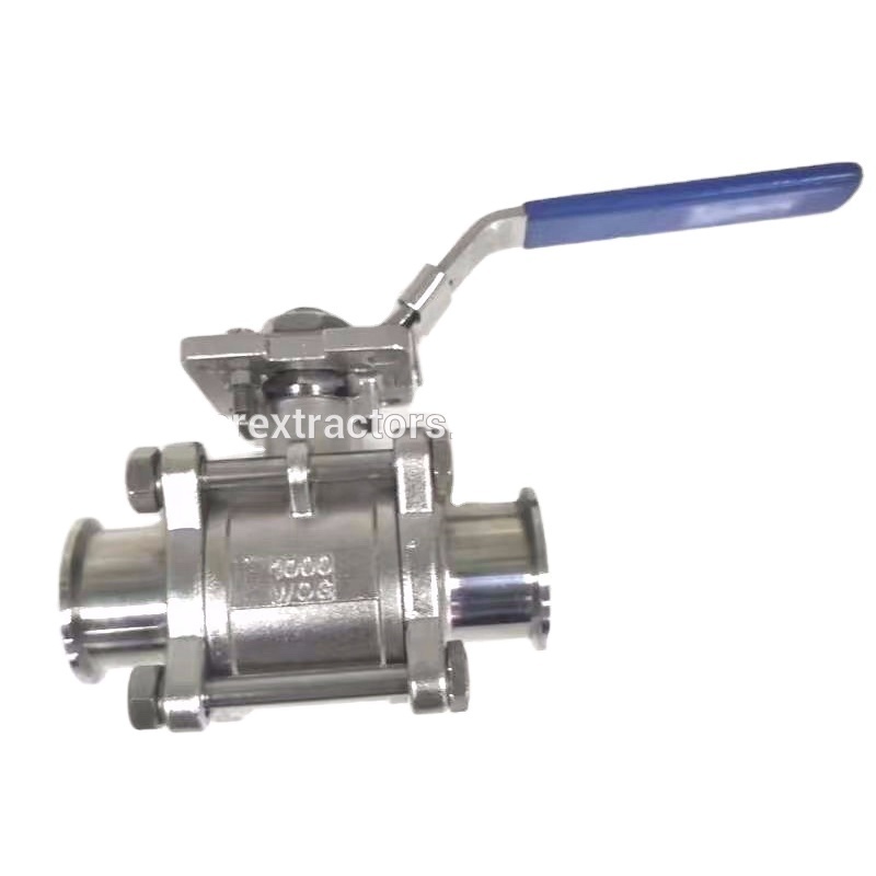 SS304 Sanitary 2 inch 3 piece bolted triclamp Ball Valve with locking device