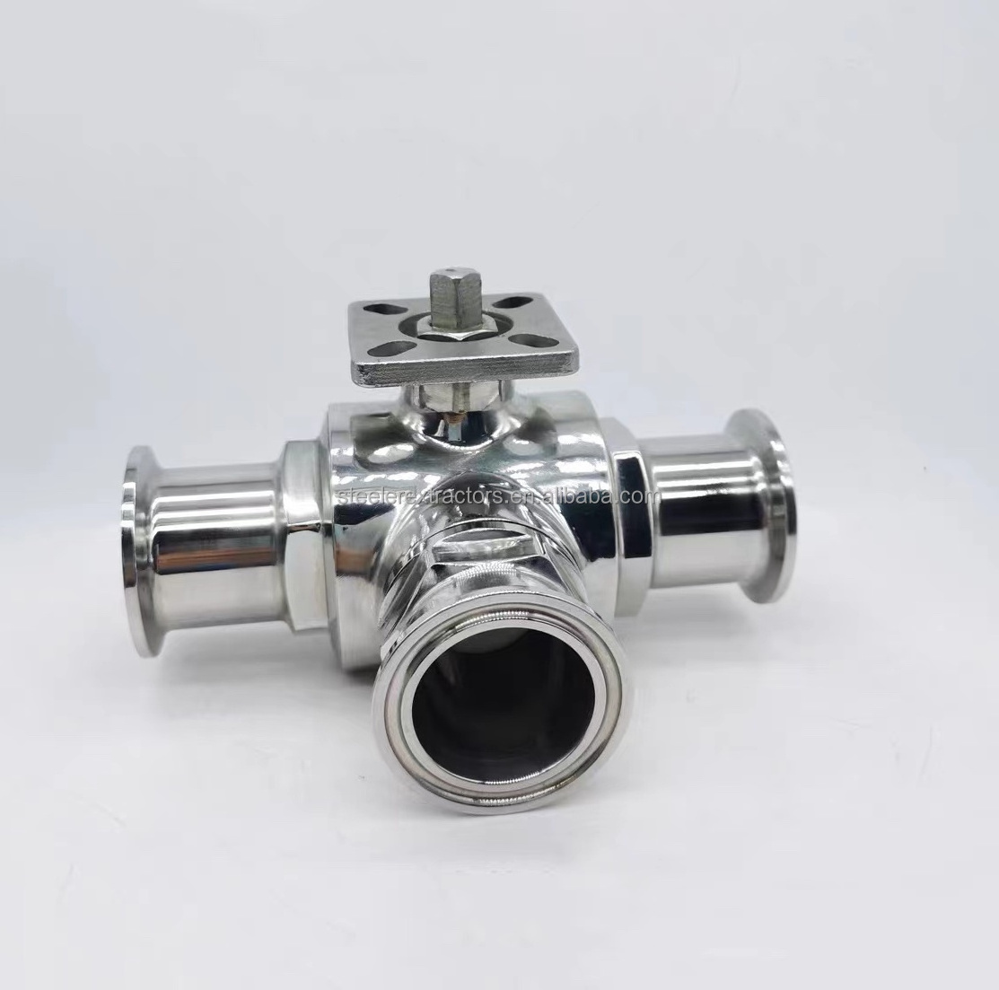 Food Grade Stainless Steel 304 316L Manual Tri Clamp 3 Way T Type Ball Valve