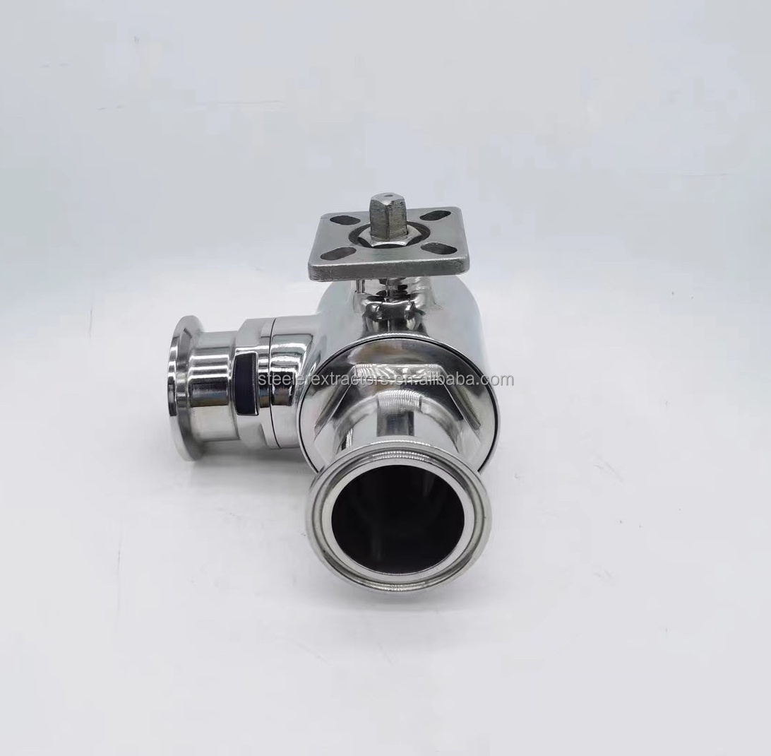 Food Grade Stainless Steel 304 316L Manual Tri Clamp 3 Way T Type Ball Valve