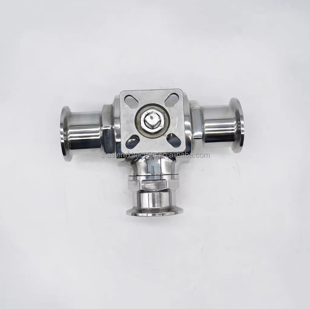 Food Grade Stainless Steel 304 316L Manual Tri Clamp 3 Way T Type Ball Valve