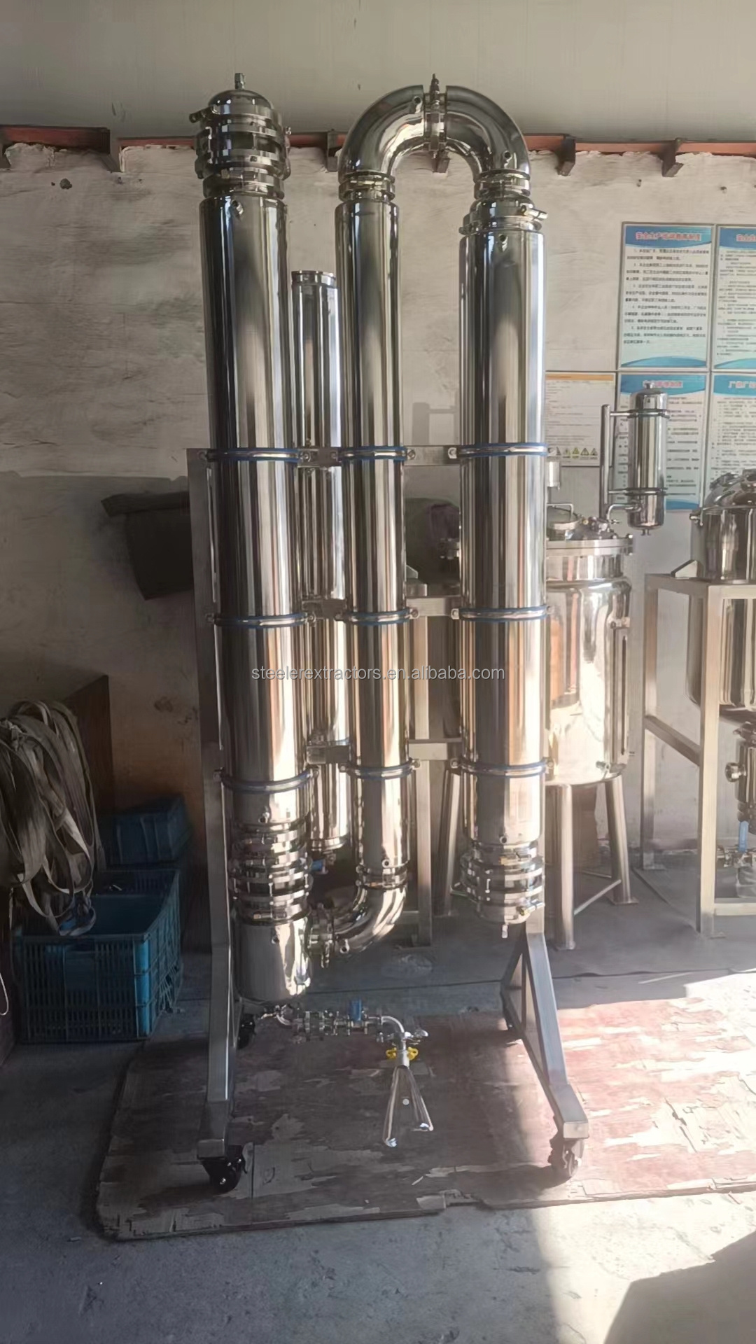 200L/hr SS304 Falling Film Evaporator with glass bottle