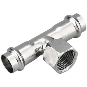 SS304 Hot sale Stainless Steel Female male Tee Pipe Fitting Press Connector