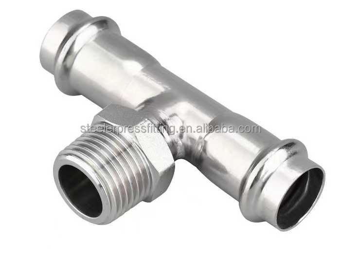 Standard Stainless Steel V Type Press Fittings thread TEE Fittings