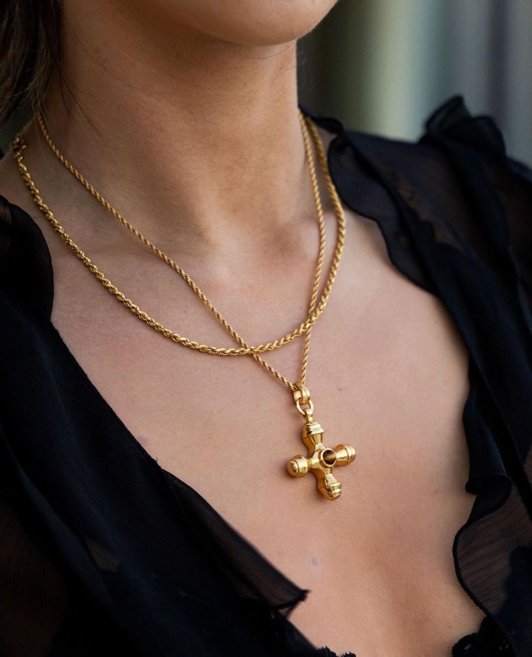 Waterproof fashion unisex 18k gold jewelry necklace stainless steel necklace gold jewelry cross pendant necklace jewelry